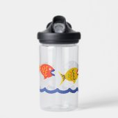 Red Yellow Blue Green Fishies Water Bottle Waterfles (Voorkant)