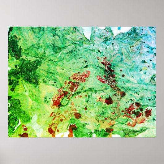 Red Yellow Blue Green Modern Abstracte Art Trendy Poster (Voorkant)