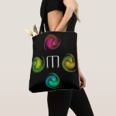 RED YELLOW BLUE LIGHT VORTEX Monogram zwart Tote Bag (Dichtbij)