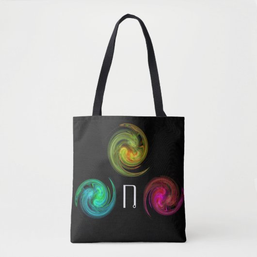 RED YELLOW BLUE LIGHT VORTEX Monogram zwart Tote Bag (Voorkant)