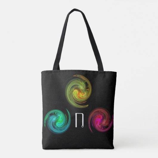 RED YELLOW BLUE LIGHT VORTEX Monogram zwart Tote Bag (Achterkant)