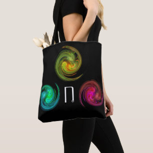 RED YELLOW BLUE LIGHT VORTEX Monogram zwart Tote Bag