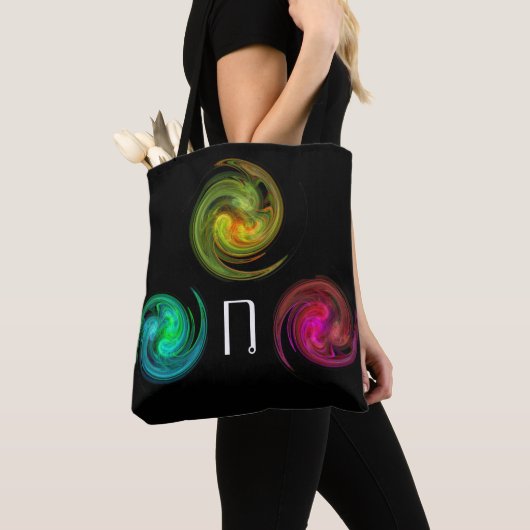 RED YELLOW BLUE LIGHT VORTEX Monogram zwart Tote Bag (Dichtbij)