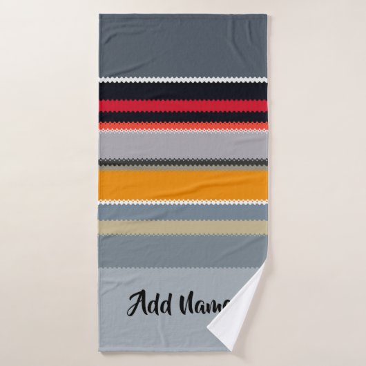 Red Yellow Blue Silver Multicolor Striped Pattern Badhanddoek (Badhanddoek)