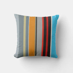 Red Yellow Blue Silver Multicolor Striped Pattern Buitenkussen