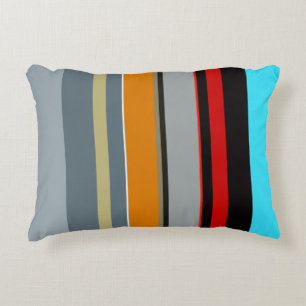 Red Yellow Blue Silver Multicolor Striped Pattern Decoratief Kussen