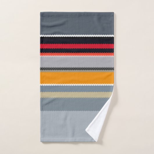 Red Yellow Blue Silver Multicolor Striped Pattern Handdoek (Handdoek)