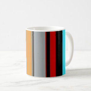 Red Yellow Blue Silver Multicolor Striped Pattern Koffiemok