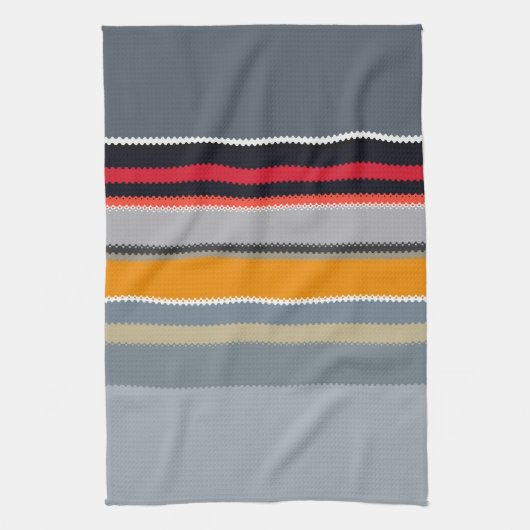 Red Yellow Blue Silver Multicolor Striped Pattern Theedoek (Verticaal)