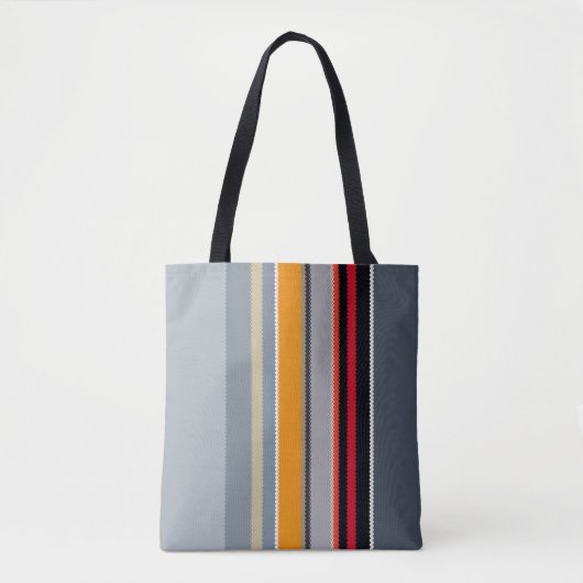 Red Yellow Blue Silver Multicolor Striped Pattern Tote Bag (Voorkant)