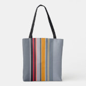 Red Yellow Blue Silver Multicolor Striped Pattern Tote Bag (Achterkant)