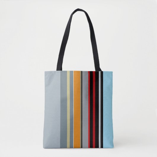 Red Yellow Blue Silver Multicolor Striped Pattern Tote Bag (Voorkant)