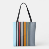 Red Yellow Blue Silver Multicolor Striped Pattern Tote Bag (Achterkant)