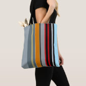 Red Yellow Blue Silver Multicolor Striped Pattern Tote Bag (Dichtbij)