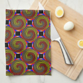 Red Yellow Blue Spiral van Kenneth Yoncich Theedoek (Quarter Fold)