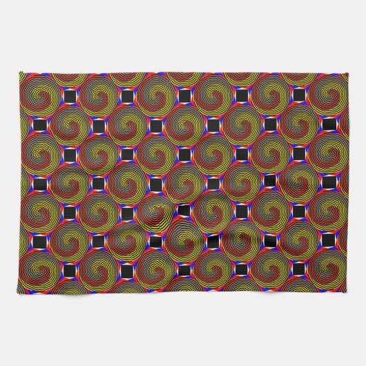 Red Yellow Blue Spiral van Kenneth Yoncich Theedoek (Horizontaal)