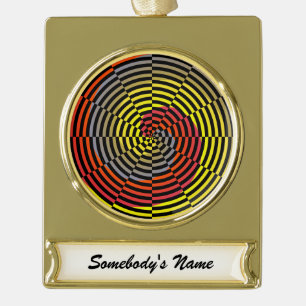 Red Yellow Blue Spiral van Kenneth Yoncich Verguld Banner Ornament