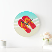 Red Yellow Blue Summer Beach Theme Teenslippers Grote Klok (Huis)