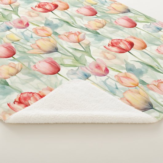 Red Yellow Blue Tulip Flowers Sherpa Deken (3/4)