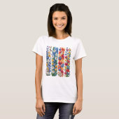 RED YELLOW BLUE WHITE PRETTY WILDFLOWERS T-SHIRT (Voorkant volledig)