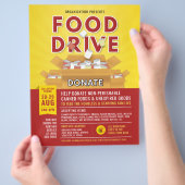 Red Yellow Canned Food Drive Fundraiser Flyer (Hand)