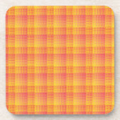 Red Yellow Checker Abstract Pattern Bier Onderzetter (Voorkant)