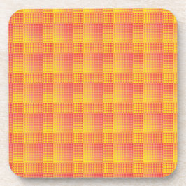 Red Yellow Checker Abstract Pattern Bier Onderzetter