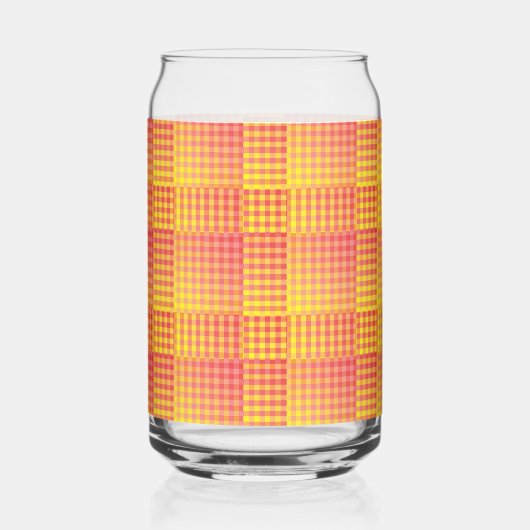 Red Yellow Checker Abstract Pattern Blikvorm Glas (Voorkant)