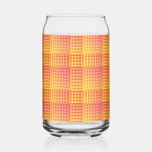 Red Yellow Checker Abstract Pattern Blikvorm Glas (Achterkant)