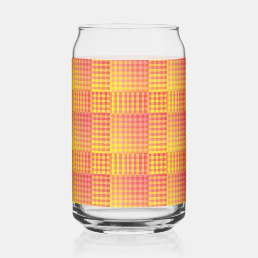 Red Yellow Checker Abstract Pattern Blikvorm Glas (Rechts)