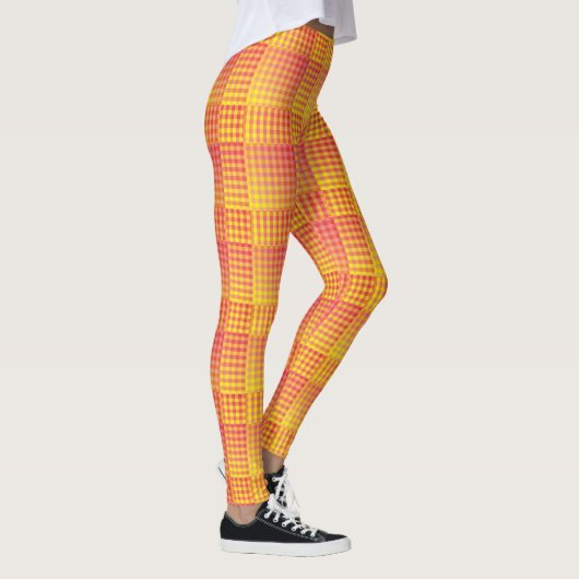 Red Yellow Checker Abstract Pattern Leggings (Rechts)