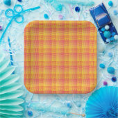 Red Yellow Checker Abstract Pattern Papieren Bordje (Feest)