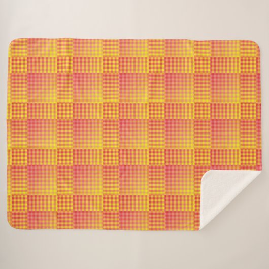 Red Yellow Checker Abstract Pattern Sherpa Deken (Voorkant (horizontaal))