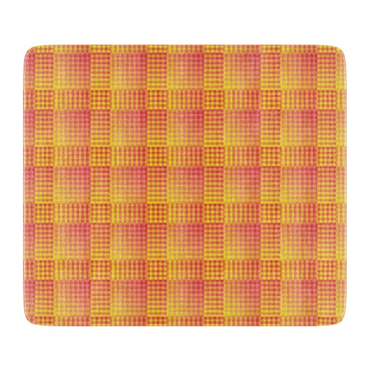 Red Yellow Checker Abstract Pattern Snijplank (Voorkant)