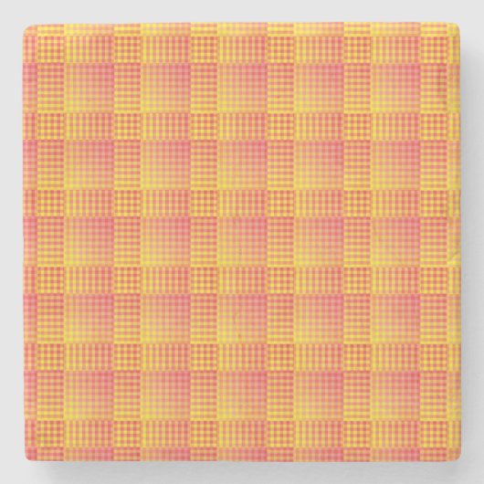 Red Yellow Checker Abstract Pattern Stenen Onderzetter (Voorkant)