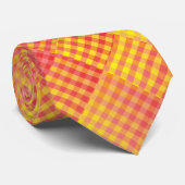 Red Yellow Checker Abstract Pattern Stropdas (Opgerold)