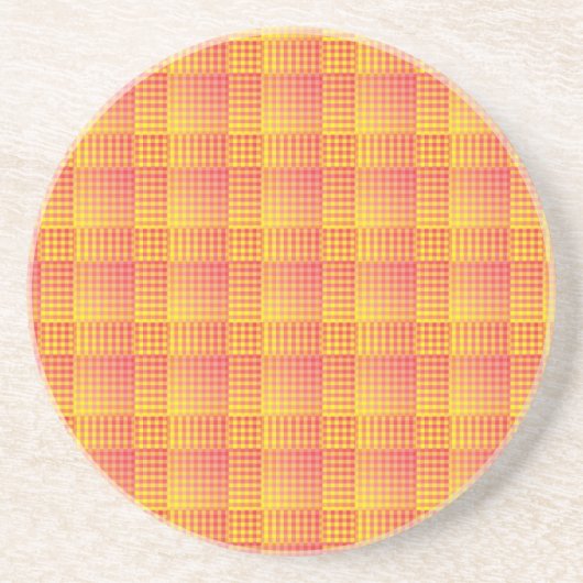 Red Yellow Checker Abstract Pattern Zandsteen Onderzetter (Voorkant)