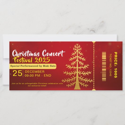 Red Yellow Christmas Concert Entry Ticket (Voorkant)
