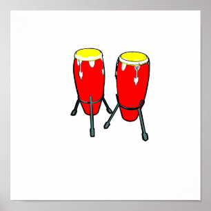 Red Yellow Congas in standaard grafisch afbeelding Poster