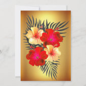 Red Yellow Gold Black Palm Hibiscus Birthday Party Kaart (Achterkant)