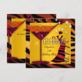 Red Yellow Gold Zebra Glass Deco Lady Party Kaart (Voorkant / Achterkant)