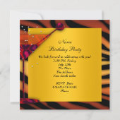 Red Yellow Gold Zebra Glass Deco Lady Party Kaart (Achterkant)