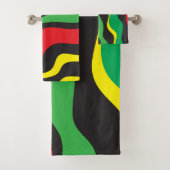 Red Yellow Green Black Rasta Wave Bad Handdoek (Insitu)