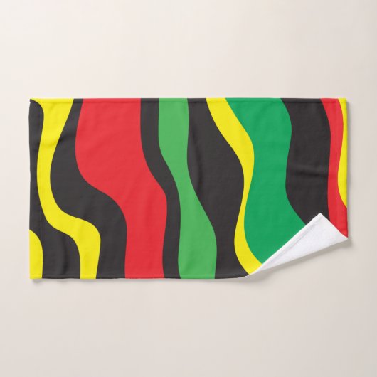 Red Yellow Green Black Rasta Wave Bad Handdoek (Handdoek)