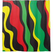 Red Yellow Green Black Rasta Wave Douchegordijn (Voorkant)