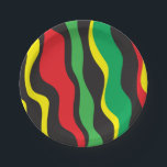 Red Yellow Green Black Rasta Wave Party Papieren Bordje<br><div class="desc">Pas aan met om het even welke tekst.</div>