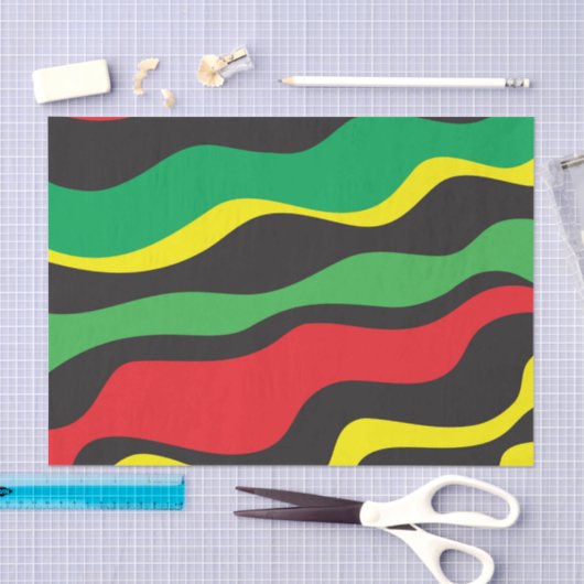 Red Yellow Green Black Rasta Wave Tissuepapier (Craft)