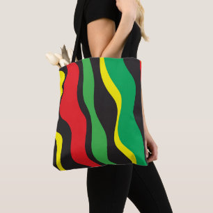 Red Yellow Green Black Rasta Wave Tote Bag