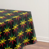 Red Yellow Green Black Snowflakes Pattern Rasta Tafelkleed (Voorbeeld)