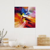 Red Yellow Green Blue Abstract schilderen Poster (Keuken)